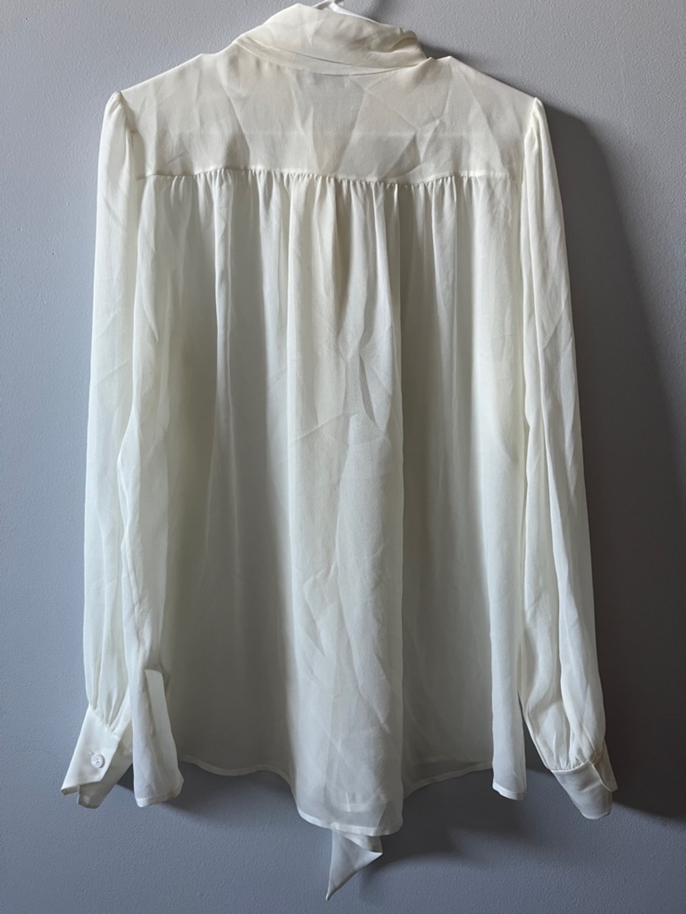 Lilysilk Bow Tie 100% mulberry Silk Jasmine Blouse sheer white tie neck top - Picture 12 of 12